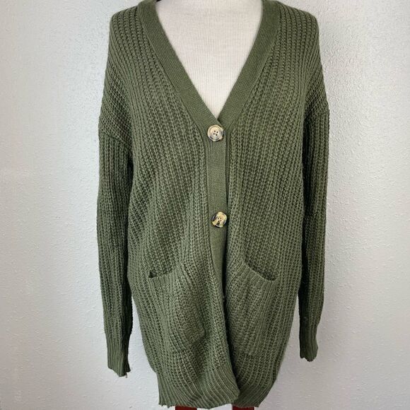 Polly & Esther Green Button Down Cardigan Sweater Size S EUC - Picture 1 of 6